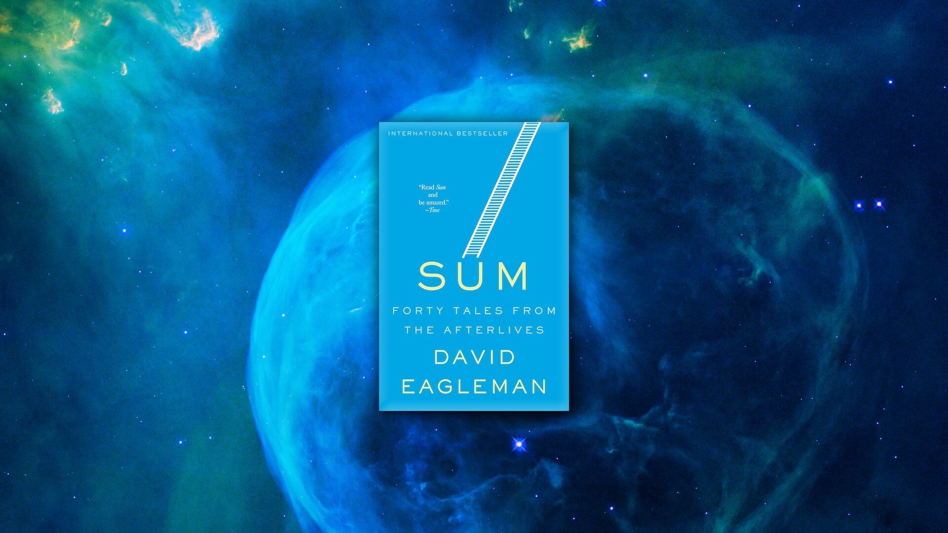 The cover of Sum set against an image of a nebula.