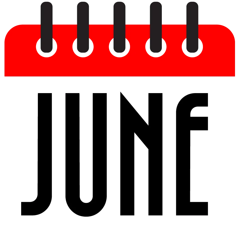 The logo of June Umfress: a calendar flipped to the month of June